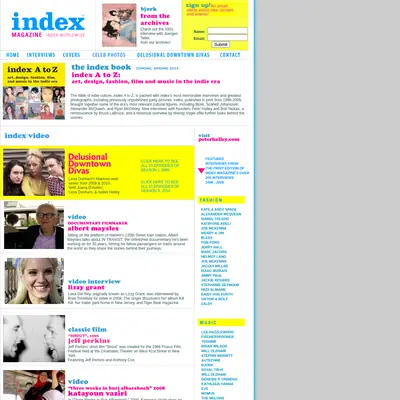 Index Magazine startsida 2014