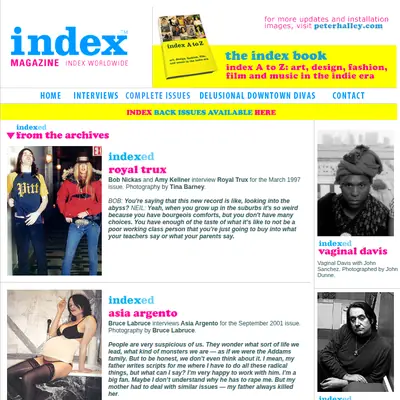 Index Magazine startsida 2019