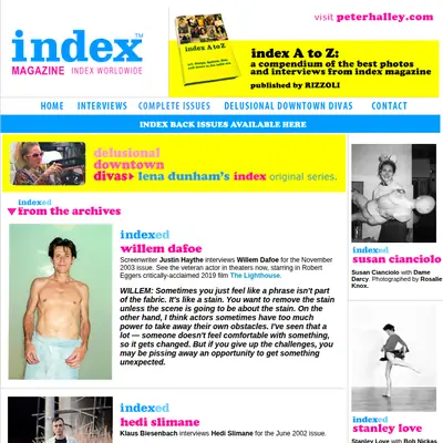 Index Magazine startsida 2020