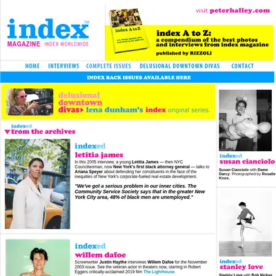 Index Magazine startsida 2025