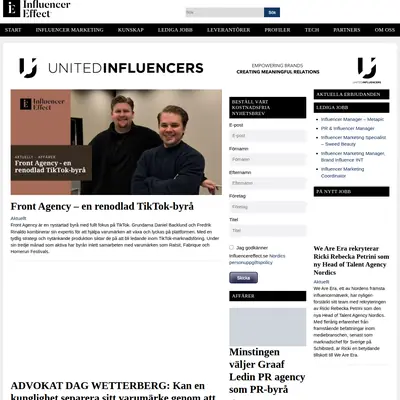 Influencereffect.se startsida 2025