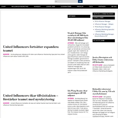 Influencereffect.se startsida 2026