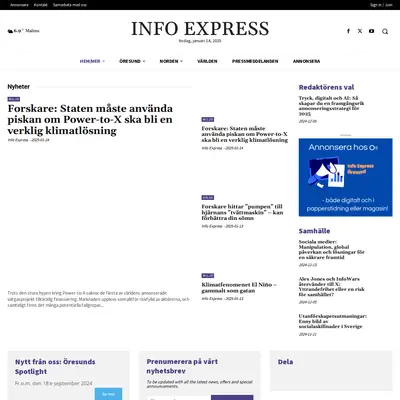 Info Express startsida 2025