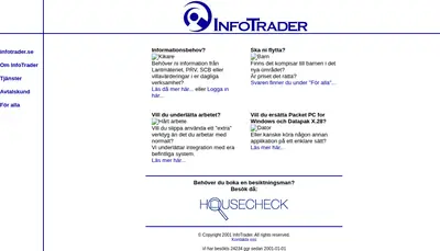 InfoTrader, infotrader.se startsida 2002