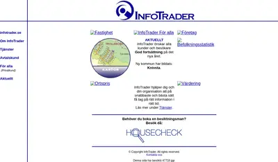 InfoTrader, infotrader.se startsida 2003