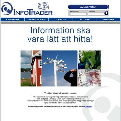 InfoTrader, infotrader.se startsida 2010