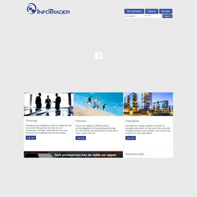 InfoTrader, infotrader.se startsida 2015