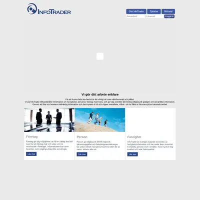 InfoTrader, infotrader.se startsida 2016