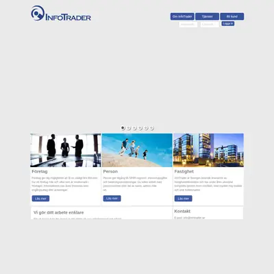 InfoTrader, infotrader.se startsida 2018