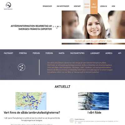 InfoTrader, infotrader.se startsida 2024