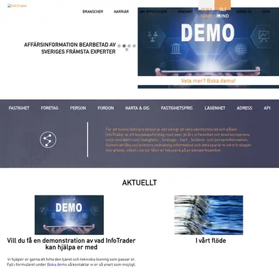 InfoTrader, infotrader.se startsida 2025