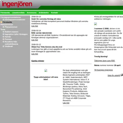 Ingenjören startsida 2008