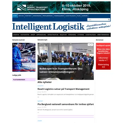 Intelligent Logistik startsida 2019