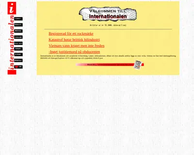 Internationalen startsida 2000