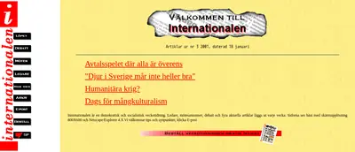 Internationalen startsida 2001