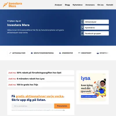 Veckobrev Investeramera.se startsida 2025