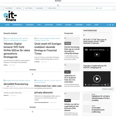 IT-Finans.se startsida 2020