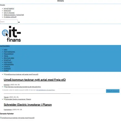IT-Finans.se startsida 2021