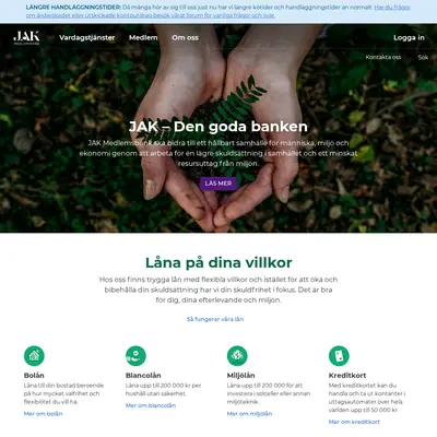 jak.se startsida 2021