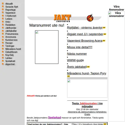 Jaktjournalen, www.jaktjournalen.se startsida 1999
