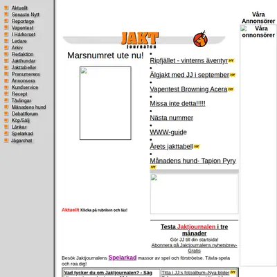 Jaktjournalen, www.jaktjournalen.se startsida 2000