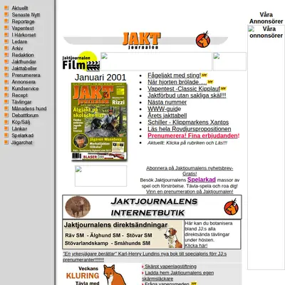 Jaktjournalen, www.jaktjournalen.se startsida 2001