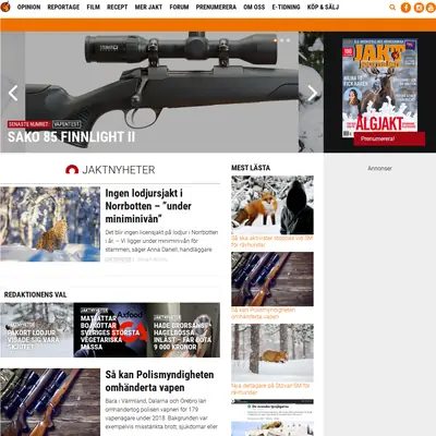 Jaktjournalen, www.jaktjournalen.se startsida 2019