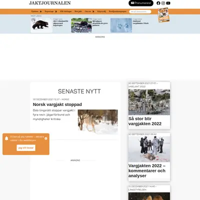 Jaktjournalen, www.jaktjournalen.se startsida 2022