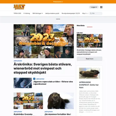 Jaktjournalen, www.jaktjournalen.se startsida 2024