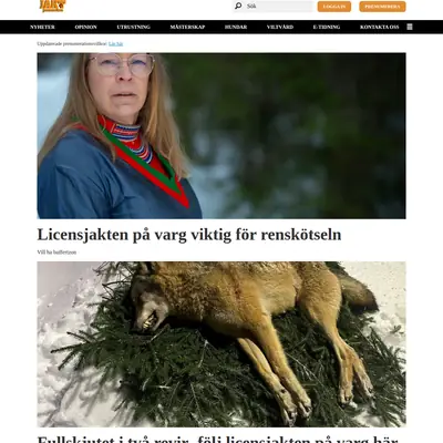 Jaktjournalen, www.jaktjournalen.se startsida 2025