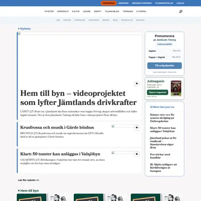 JÄMTLANDS TIDNING startsida 2026