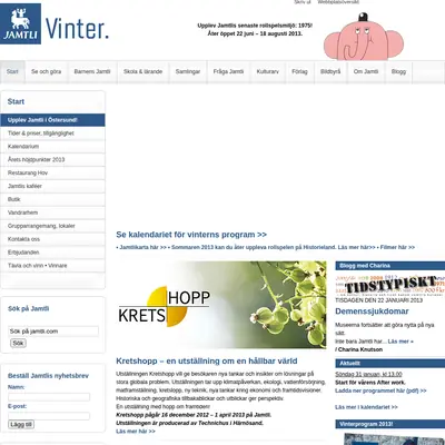 Jamtli, jamtli.com startsida 2013