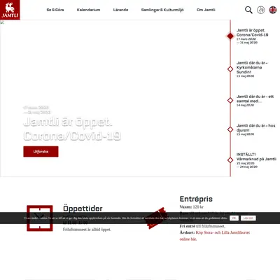 Jamtli, jamtli.com startsida 2020
