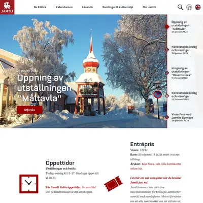 Jamtli, jamtli.com startsida 2022