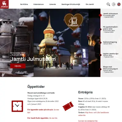 Jamtli, jamtli.com startsida 2023