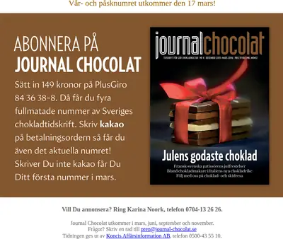 Journal Chocolat startsida 2006