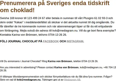 Journal Chocolat startsida 2019