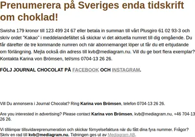 Journal Chocolat startsida 2021