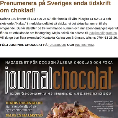Journal Chocolat startsida 2024