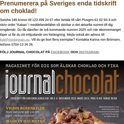 Journal Chocolat startsida 2025