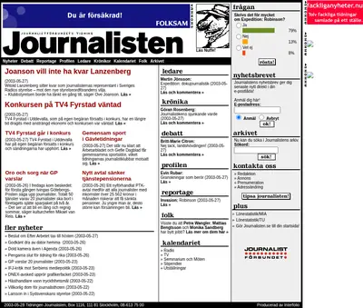 www.journalisten.se startsida 2003