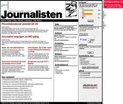 www.journalisten.se startsida 2004