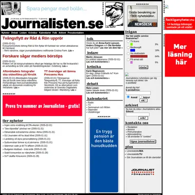 www.journalisten.se startsida 2005
