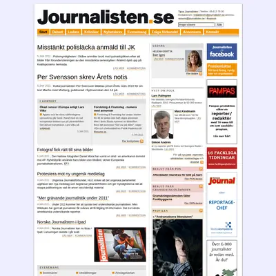www.journalisten.se startsida 2011