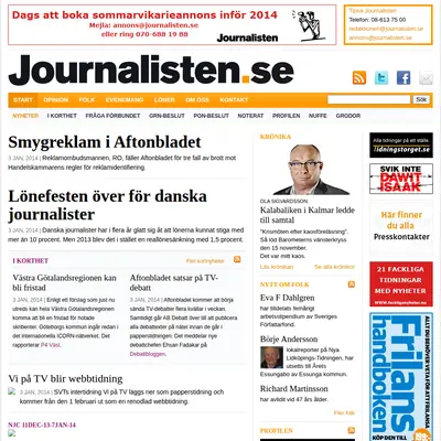 www.journalisten.se startsida 2014