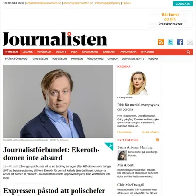 www.journalisten.se startsida 2020