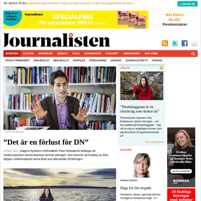 www.journalisten.se startsida 2021