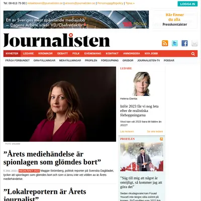 www.journalisten.se startsida 2023