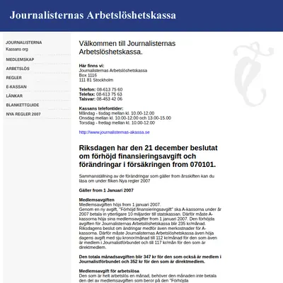 http://journalisternas-akassa.se/ startsida 2007