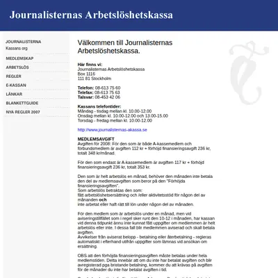 http://journalisternas-akassa.se/ startsida 2008